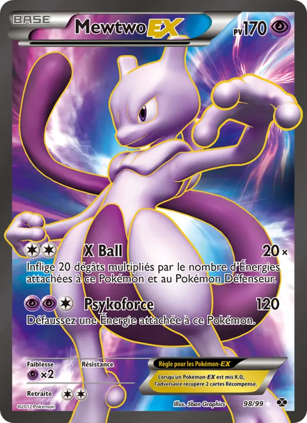 Scan HD carte Pokémon Mewtwo-EX 98/99 — Destinées Futures