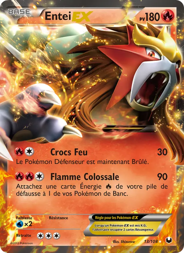 Scan HD carte Pokémon Entei-EX 13/108 — Explorateurs Obscurs