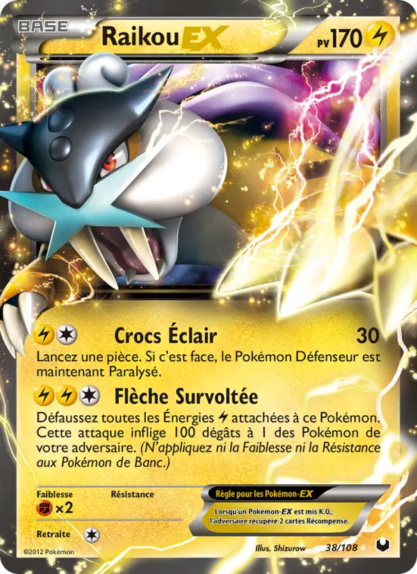 Scan HD carte Pokémon Raikou-EX 38/108 — Explorateurs Obscurs