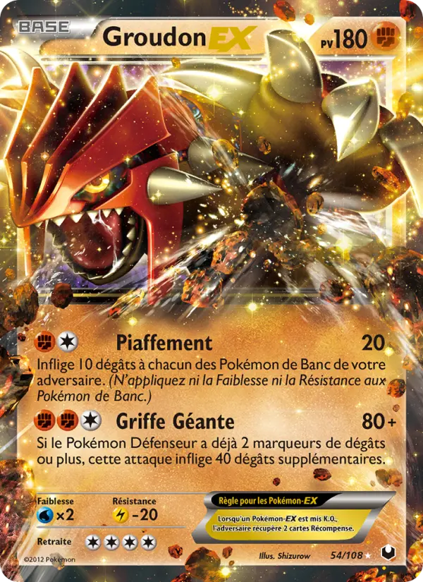 Scan HD carte Pokémon Groudon-EX 54/108 — Explorateurs Obscurs