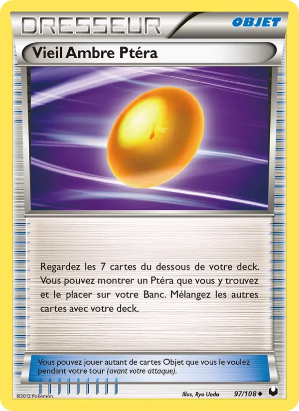 Scan HD carte Pokémon Vieil Ambre Ptéra 97/108 — Explorateurs Obscurs