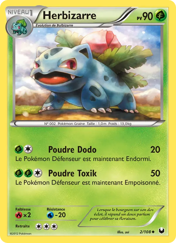 Scan HD carte Pokémon Herbizarre 2/108 — Explorateurs Obscurs