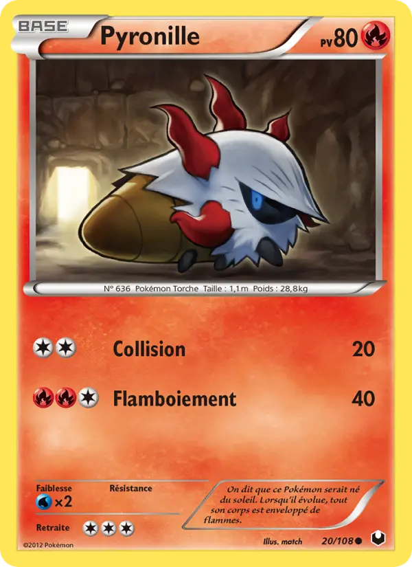 Scan HD carte Pokémon Pyronille 20/108 — Explorateurs Obscurs