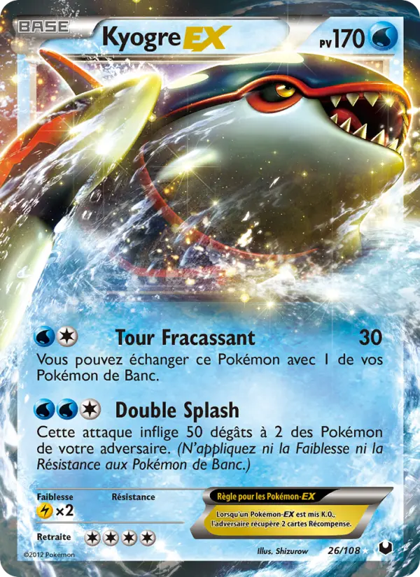 Scan HD carte Pokémon Kyogre-EX 26/108 — Explorateurs Obscurs