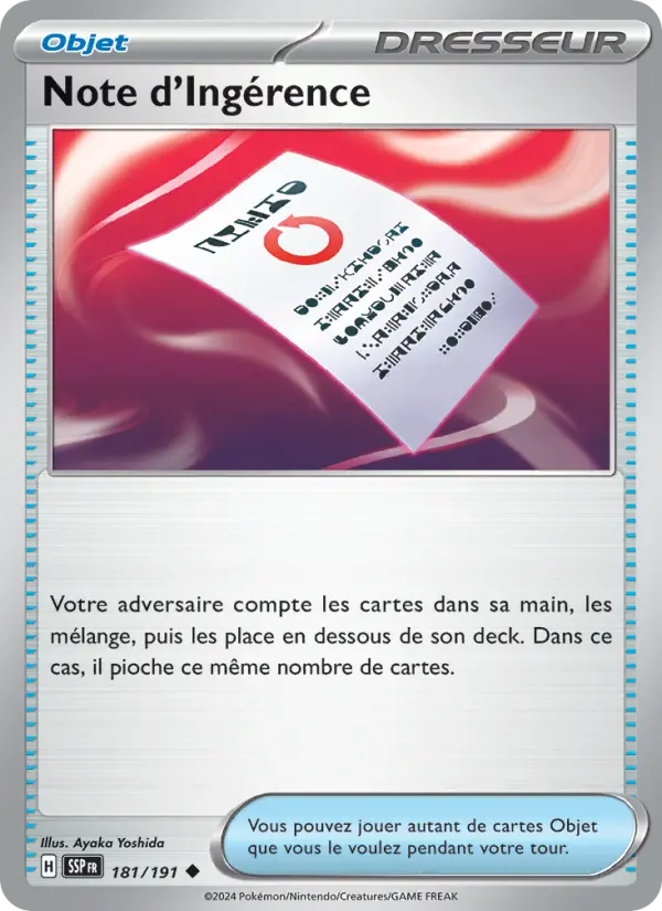 Scan HD carte Pokémon Note d'Ingérence 181/191 — Étincelles Déferlantes