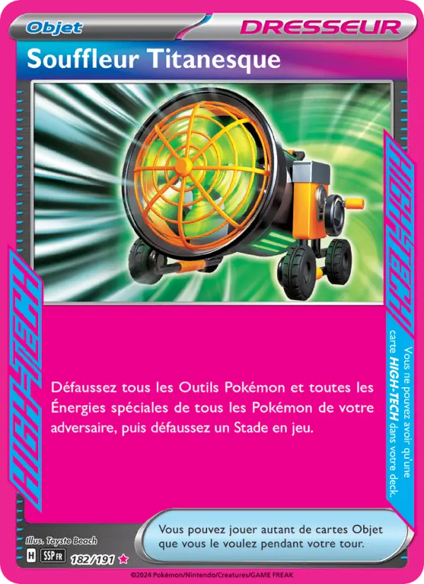 Scan HD carte Pokémon Souffleur Titanesque 182/191 — Étincelles Déferlantes