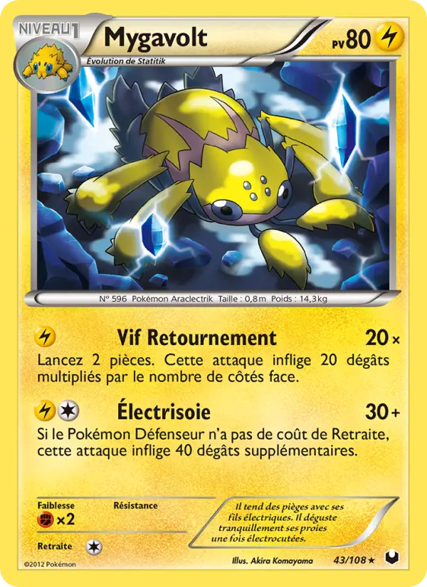 Scan HD carte Pokémon Mygavolt 43/108 — Explorateurs Obscurs