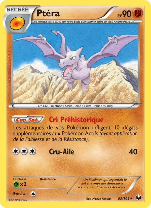 Scan HD carte Pokémon Ptéra 53/108 — Explorateurs Obscurs