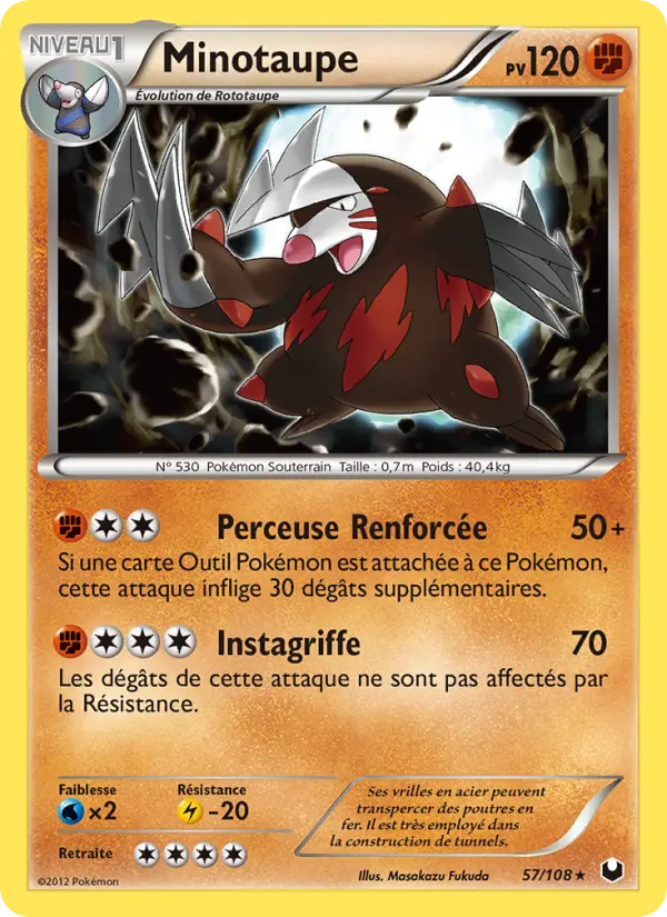 Scan HD carte Pokémon Minotaupe 57/108 — Explorateurs Obscurs