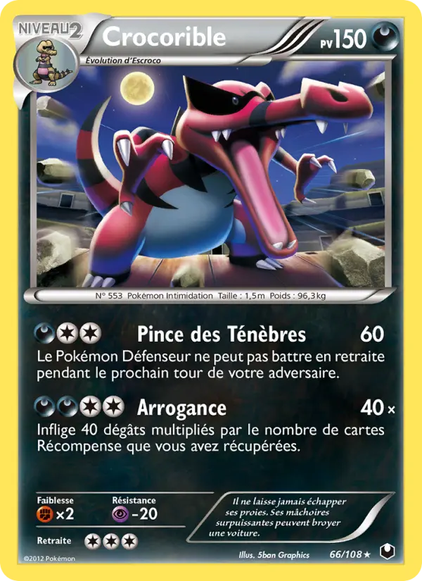 Scan HD carte Pokémon Crocorible 66/108 — Explorateurs Obscurs