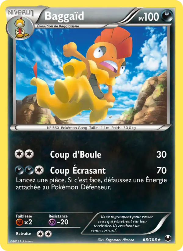 Scan HD carte Pokémon Baggaïd 68/108 — Explorateurs Obscurs