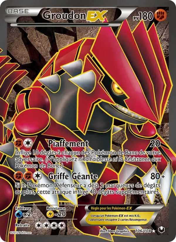 Scan HD carte Pokémon Groudon-EX 106/108 — Explorateurs Obscurs