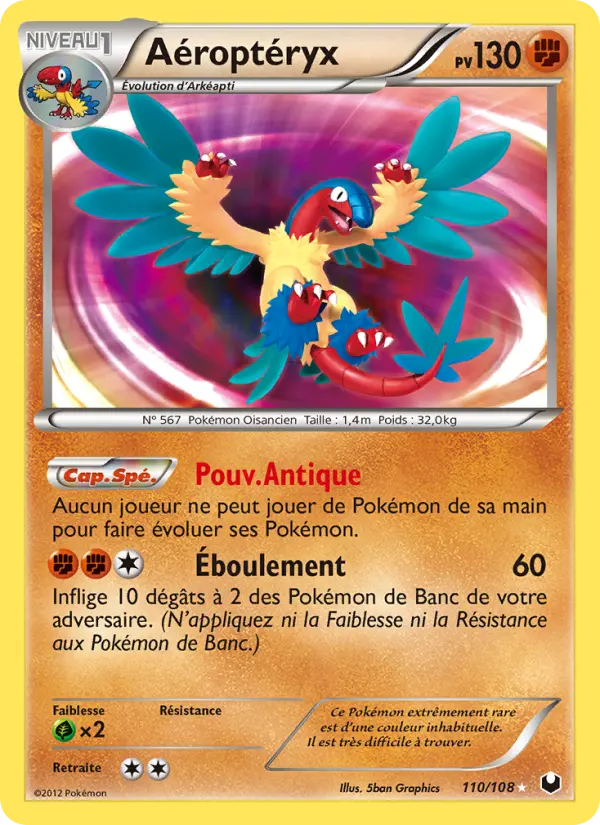 Scan HD carte Pokémon Aéroptéryx 110/108 — Explorateurs Obscurs