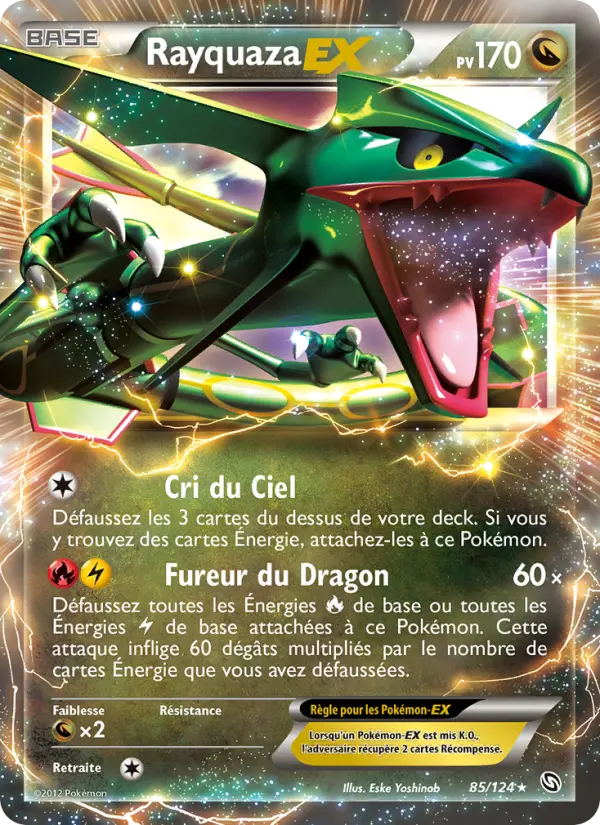 Scan HD carte Pokémon Rayquaza-EX 85/124 — Dragons Éxaltés