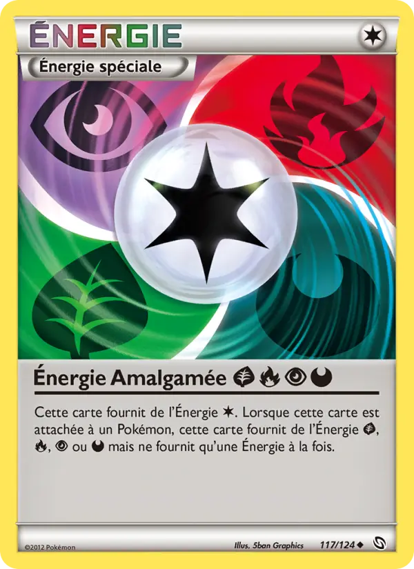 Scan HD carte Pokémon Énergie Amalgamée GrassFirePsychicDarkness 117/124 — Dragons Éxaltés