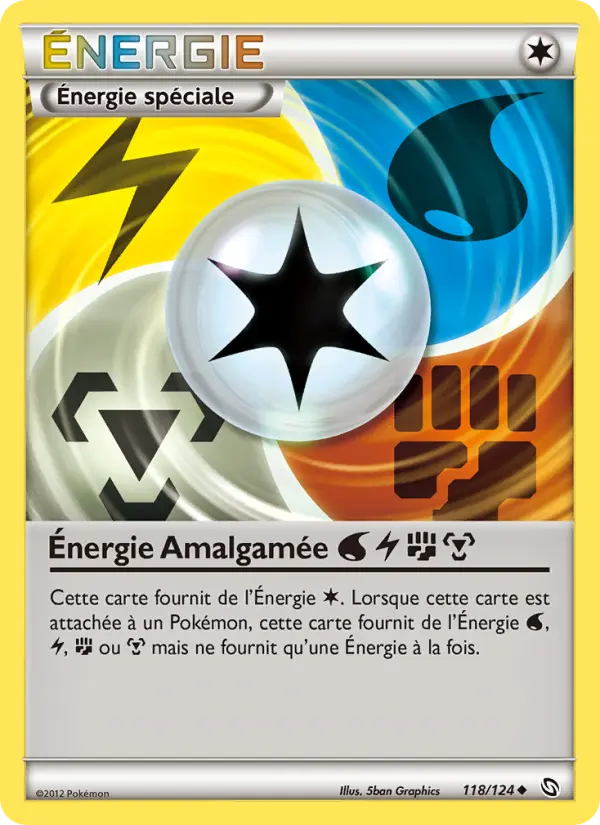 Scan HD carte Pokémon Énergie Amalgamée WaterLightningFightingMetal 118/124 — Dragons Éxaltés