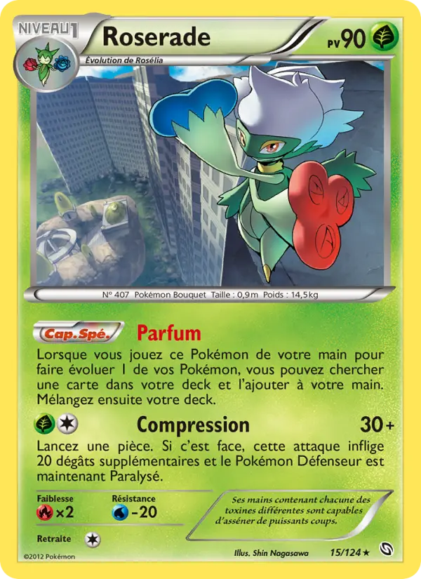 Scan HD carte Pokémon Roserade 15/124 — Dragons Éxaltés