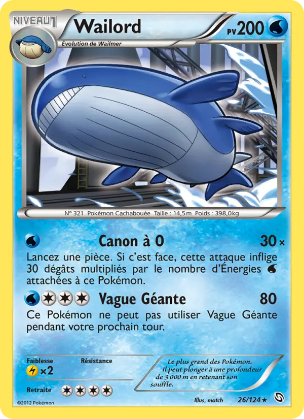 Scan HD carte Pokémon Wailord 26/124 — Dragons Éxaltés