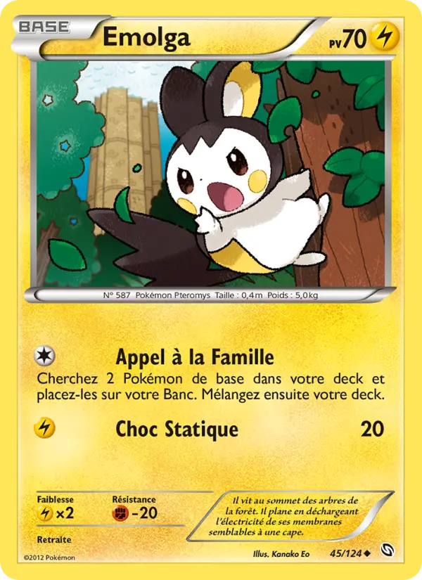 Scan HD carte Pokémon Emolga 45/124 — Dragons Éxaltés