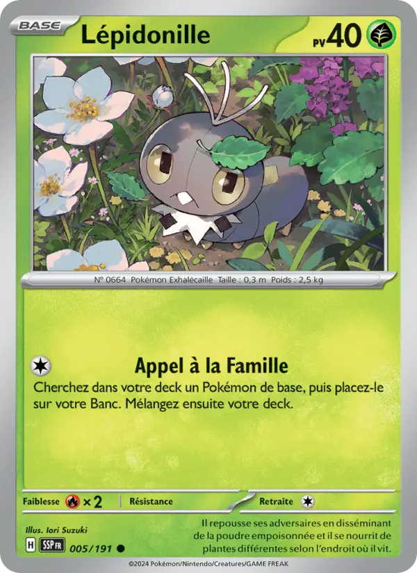 Scan HD carte Pokémon Lépidonille 005/191 — Étincelles Déferlantes