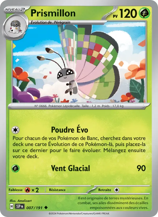 Scan HD carte Pokémon Prismillon 007/191 — Étincelles Déferlantes