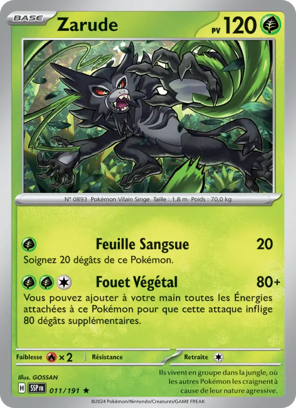 Scan HD carte Pokémon Zarude 011/191 — Étincelles Déferlantes
