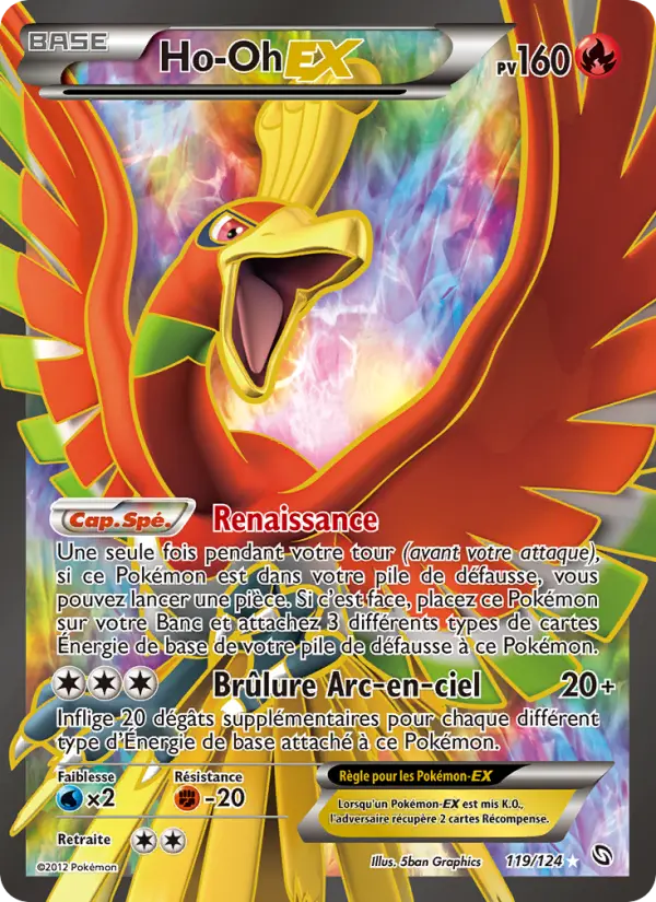 Scan HD carte Pokémon Ho-Oh-EX 119/124 — Dragons Éxaltés
