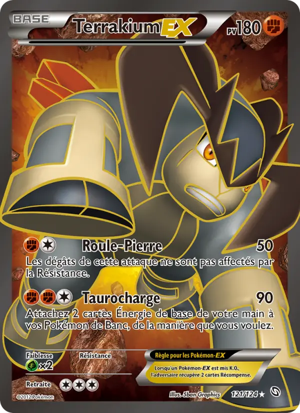 Scan HD carte Pokémon Terrakium-EX 121/124 — Dragons Éxaltés