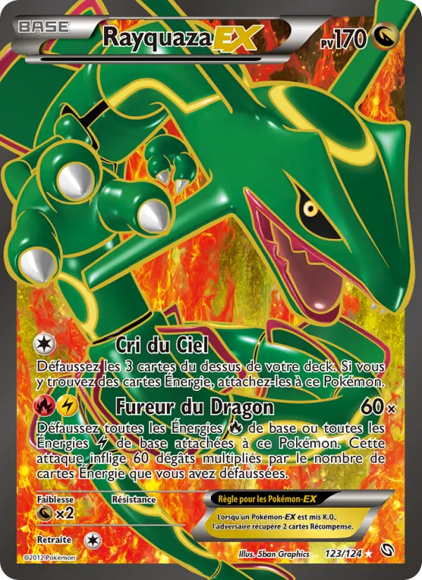 Scan HD carte Pokémon Rayquaza-EX 123/124 — Dragons Éxaltés