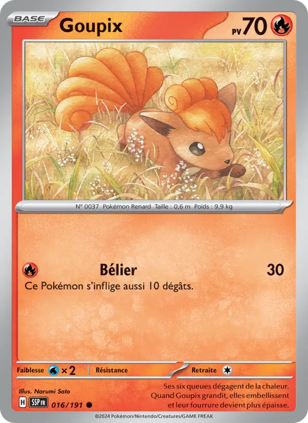 Scan HD carte Pokémon Goupix 016/191 — Étincelles Déferlantes