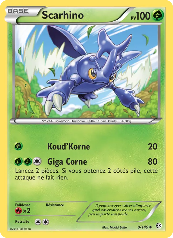 Scan HD carte Pokémon Scarhino 8/149 — Frontières Franchies