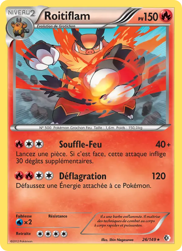 Scan HD carte Pokémon Roitiflam 26/149 — Frontières Franchies