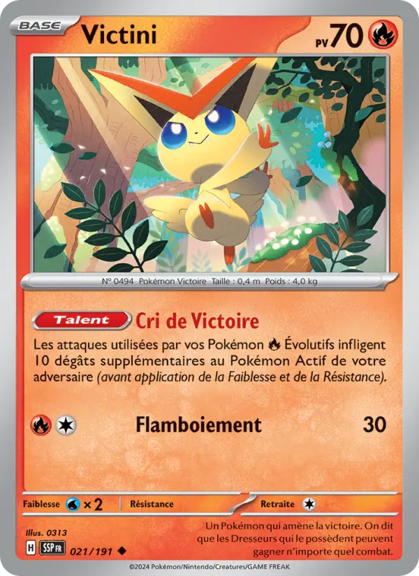 Scan HD carte Pokémon Victini 021/191 — Étincelles Déferlantes
