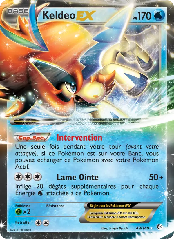 Scan HD carte Pokémon Keldeo EX 49/149 — Frontières Franchies