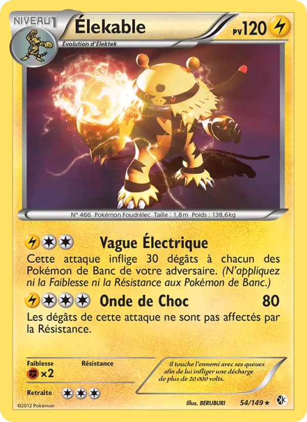 Scan HD carte Pokémon Élekable 54/149 — Frontières Franchies