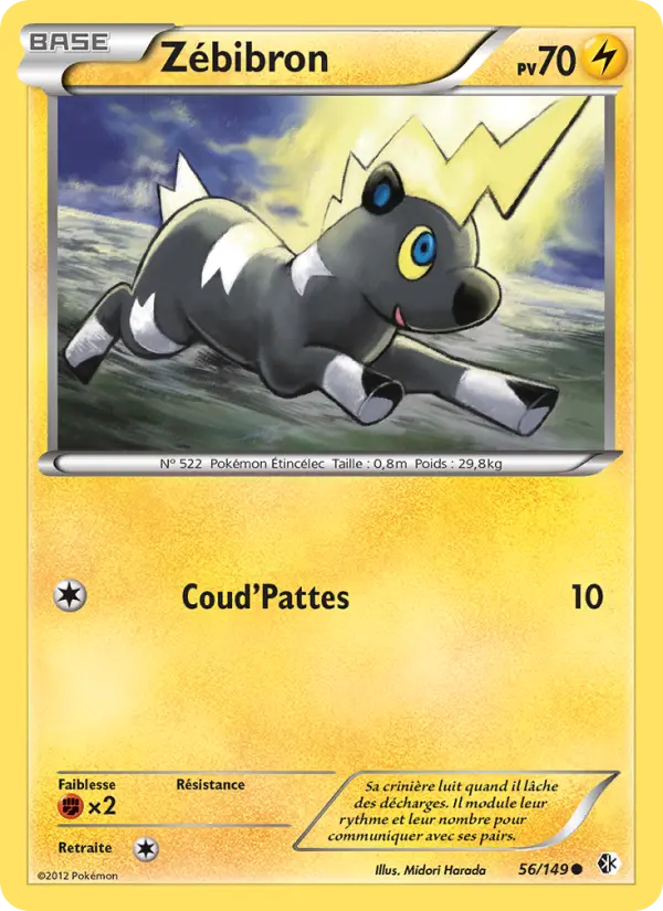 Scan HD carte Pokémon Zébibron 56/149 — Frontières Franchies