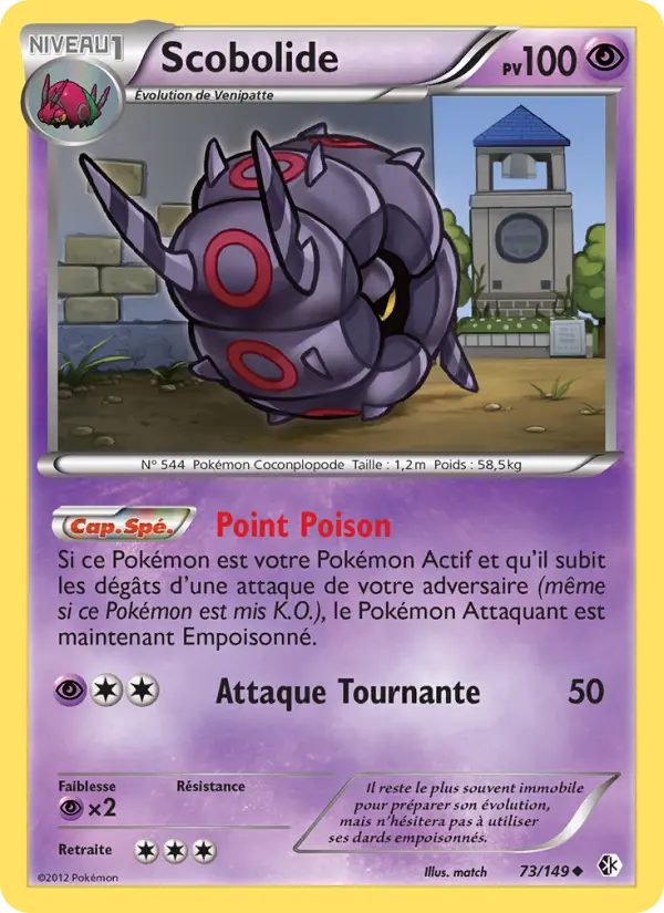 Scan HD carte Pokémon Scobolide 73/149 — Frontières Franchies
