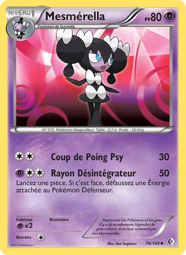 Scan HD carte Pokémon Mesmérella 76/149 — Frontières Franchies