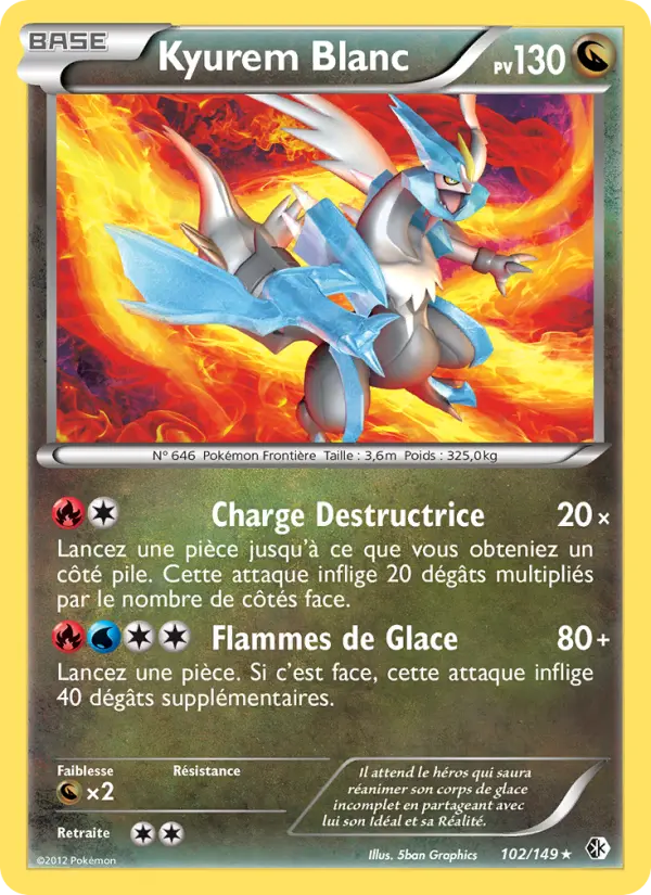 Scan HD carte Pokémon Kyurem Blanc 102/149 — Frontières Franchies