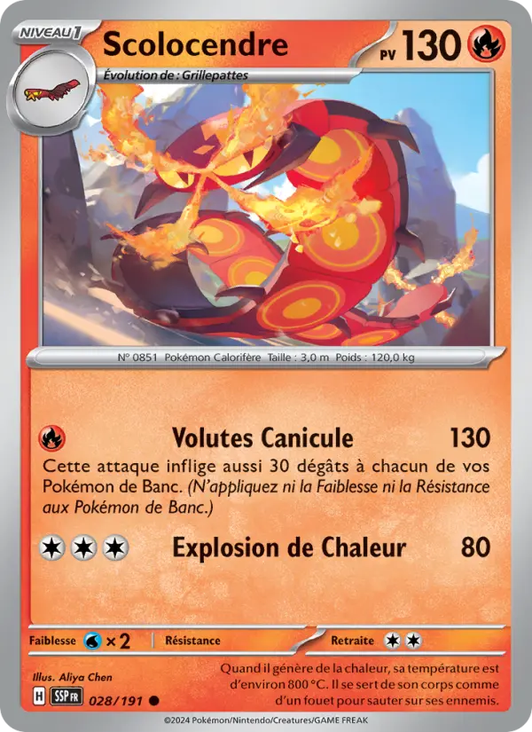 Scan HD carte Pokémon Scolocendre 028/191 — Étincelles Déferlantes