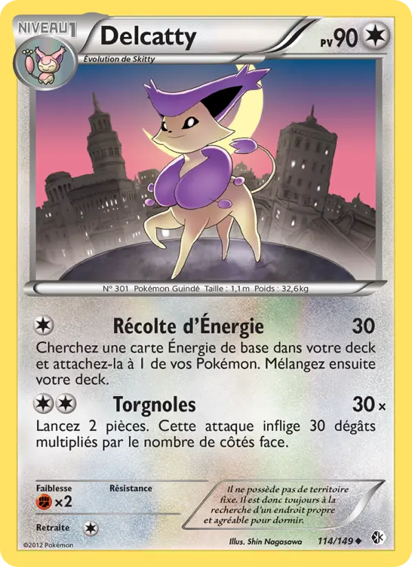 Scan HD carte Pokémon Delcatty 114/149 — Frontières Franchies