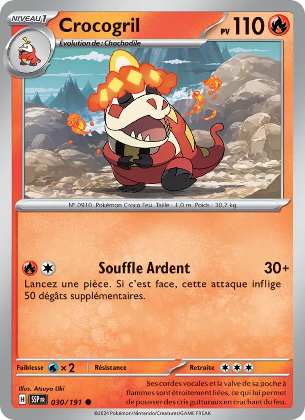 Scan HD carte Pokémon Crocogril 030/191 — Étincelles Déferlantes