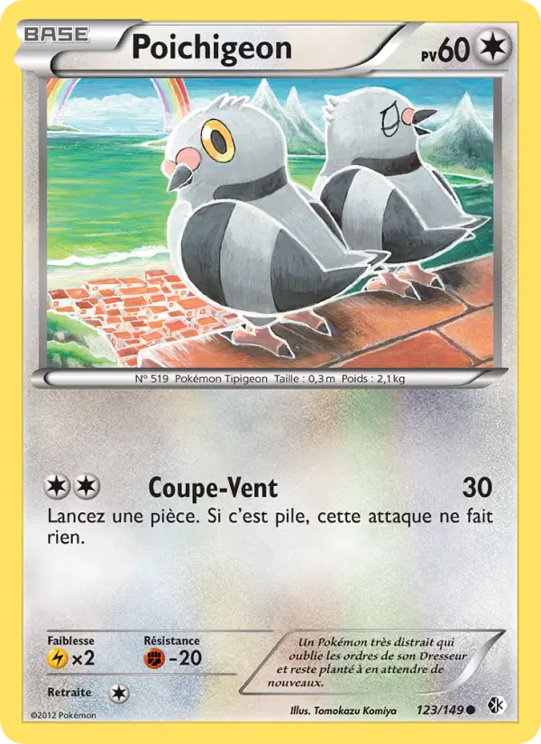 Scan HD carte Pokémon Poichigeon 123/149 — Frontières Franchies