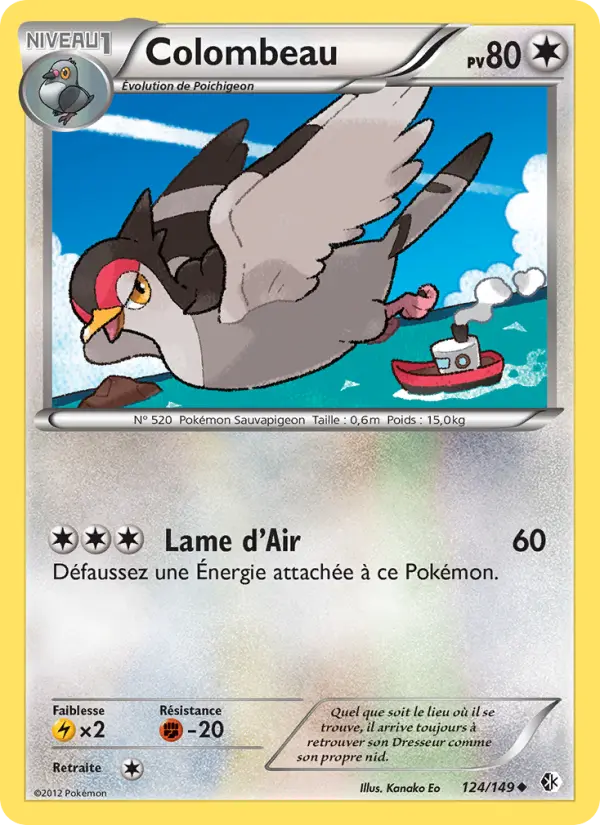Scan HD carte Pokémon Colombeau 124/149 — Frontières Franchies