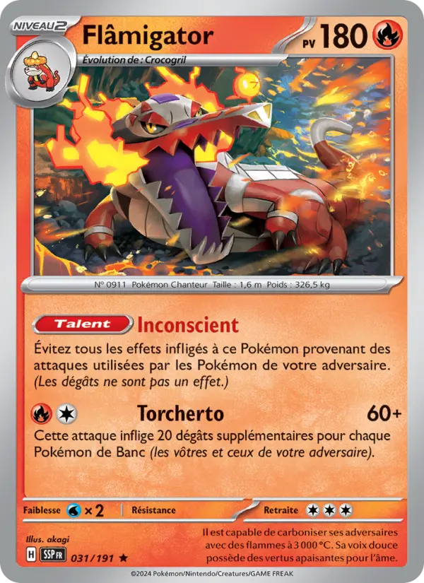 Scan HD carte Pokémon Flâmigator 031/191 — Étincelles Déferlantes