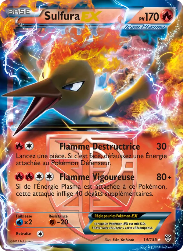 Scan HD carte Pokémon Sulfura-EX 14/135 — Tempète Plasma