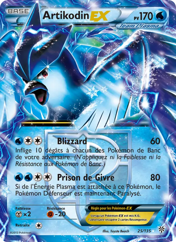 Scan HD carte Pokémon Artikodin-EX 25/135 — Tempète Plasma