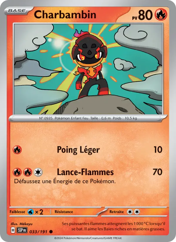 Scan HD carte Pokémon Charbambin 033/191 — Étincelles Déferlantes