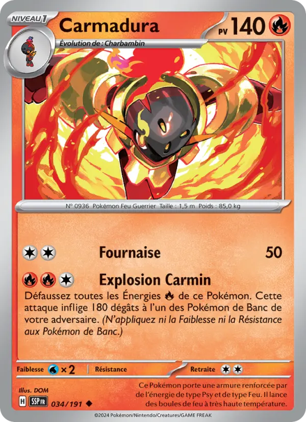 Scan HD carte Pokémon Carmadura 034/191 — Étincelles Déferlantes