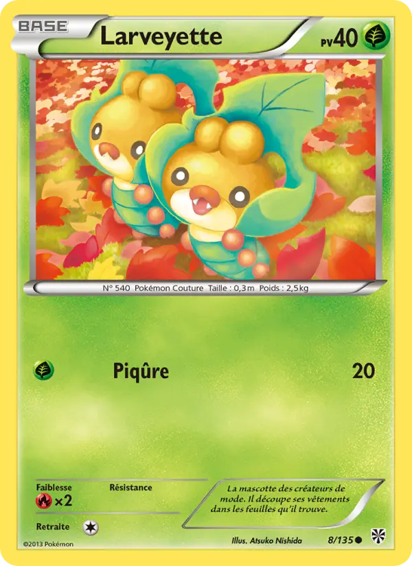 Scan HD carte Pokémon Larveyette 8/135 — Tempète Plasma